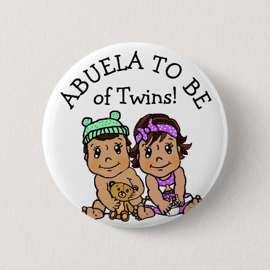 Abuela om tweelingen te zijn, Baby shower uit Lati Ronde Button 5,7 Cm (Voorkant)