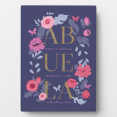 Abuela (oma) Floral Botanical Butterfly Lijst Fotoplaat (voorkant)