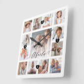 Abuela Script Family Memory Photo Grid Collage Vierkante Klok (Hoek)
