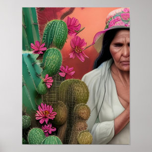 Abuela Surreal Bloemendigitale Kunst Poster
