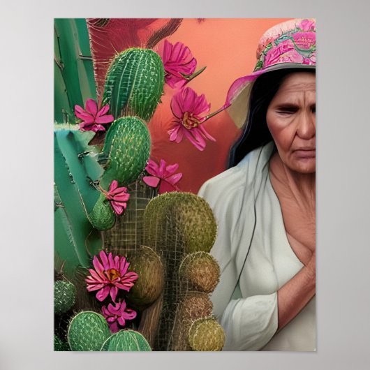 Abuela Surreal Bloemendigitale Kunst Poster (Voorkant)