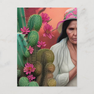 Abuela Surreal Floral Digital Art Briefkaart