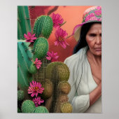 Abuela Surreal Floral Digital Art Poster (Voorkant)