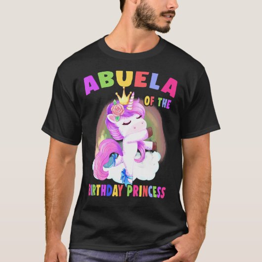 Abuela van de Birthday prinses Unicorn Girl T-shirt (Voorkant)