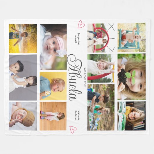 Abuela We houden van je gepersonaliseerde harten Fleece Deken (Voorkant (Horizontaal))