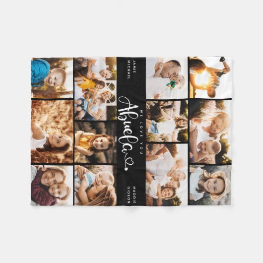 Abuela We houden van je hart Moderne fotocollage Fleece Deken (Voorkant (Horizontaal))