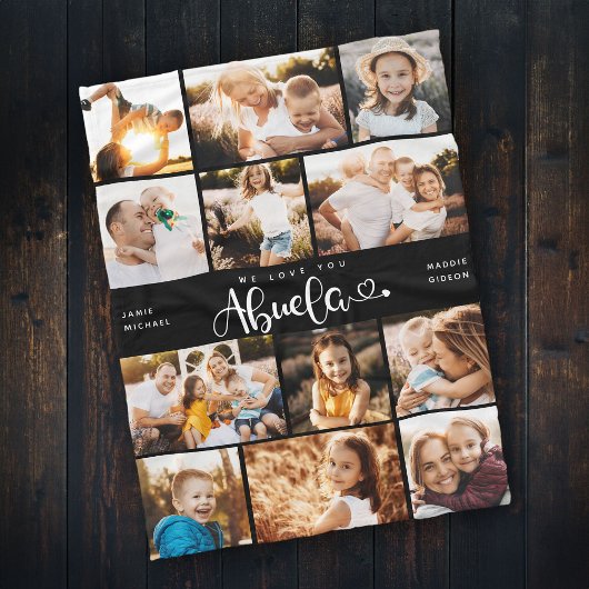 Abuela We houden van je hart Moderne fotocollage Fleece Deken