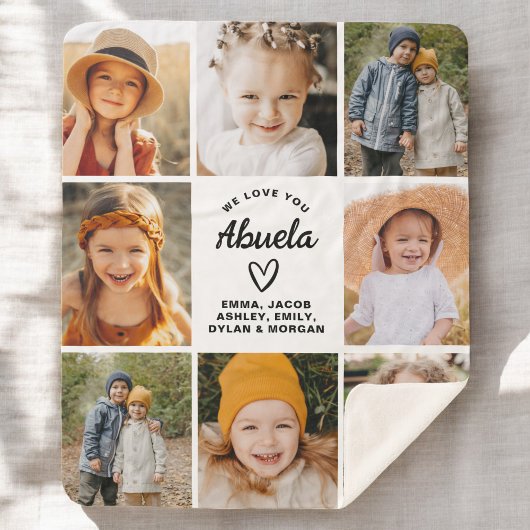 Abuela We houden van je hart Moderne fotocollage Sherpa Deken