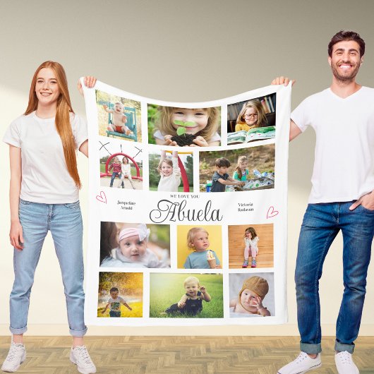 Abuela We Love You Gepersonaliseerde Harten Modern Fleece Deken