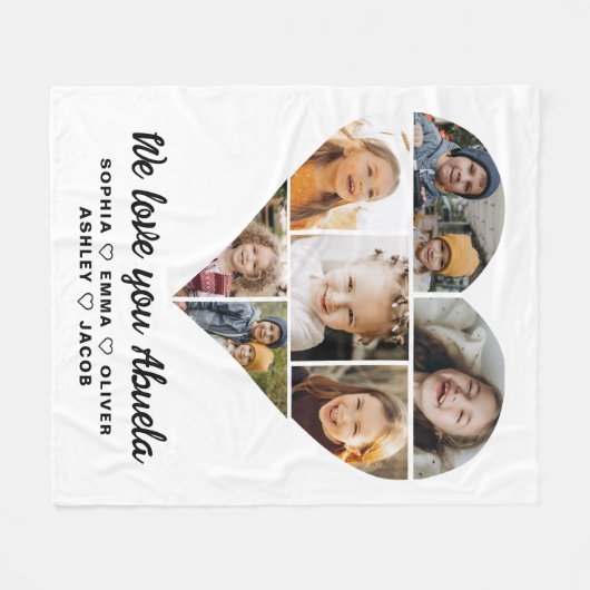 Abuela We Love You Heart Moderne Fotocollage Fleece Deken (Voorkant (Horizontaal))