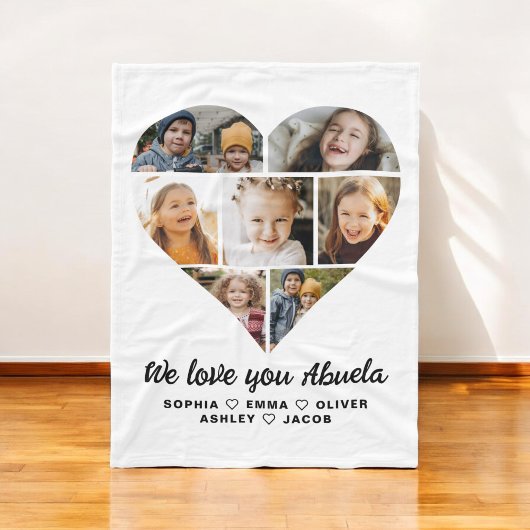 Abuela We Love You Heart Moderne Fotocollage Fleece Deken