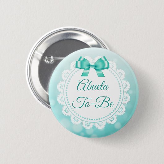 Abuela wordt Baby shower Blauwgroen kant Button (Voorkant /achterkant)