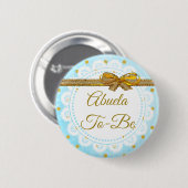Abuela wordt Baby shower Blue & Gold Button (Voorkant /achterkant)