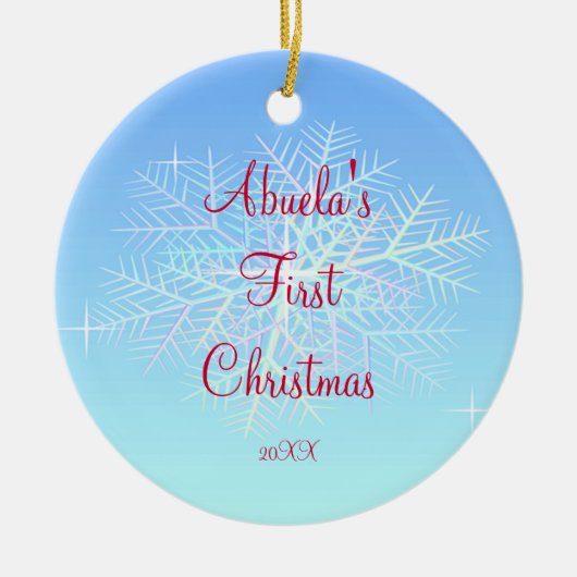 Abuela's Eerste Kerstsneeuwvlok Ornament (Voorkant)