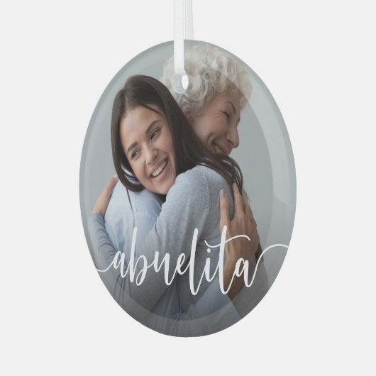 Abuelita Grandma Script Overlay Glas Ornament (Voorkant links)