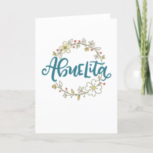 Abuelita, Spaanse Lettering, bloemontwerp Bedankkaart