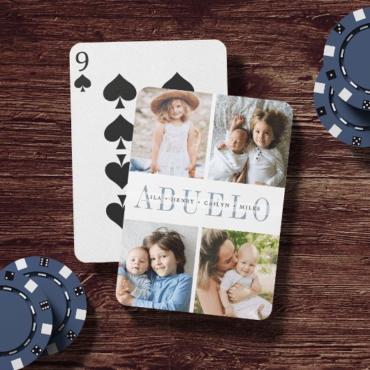 Abuelo Foto Collage & Grandchildren Names Pokerkaarten