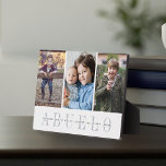 Abuelo | Foto-collage voor kleinkinderen Fotoplaat<br><div class="desc">Creëer een geschenk voor opa met deze drie fotocollage plaque. "ABUELO" staat onder uw foto's in het teken van de grijze hoofdletters, met uw aangepaste bericht en de namen van zijn kleinkinderen overschreven. Ideaal voor het maken van een geliefde grootvader glimlacht op Vaderdag, een verjaardag, grootouders Dag, of de feestdagen....</div>