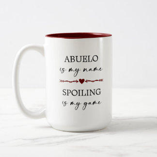 Abuelo is mijn naam Spoiling is mijn spelfotocadea Tweekleurige Koffiemok
