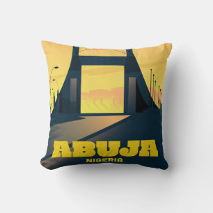 Abuja Nigeria City Gate Vintage reisposter Kussen