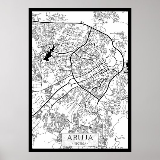Abuja Nigeria Kaart Poster (Voorkant)