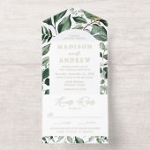 Abundant Greenery Arch Frame Foil Wedding All In One Uitnodiging (Binnenkant)
