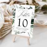 Abundant Greenery Personalized Wedding Kaart<br><div class="desc">Elegant, botanische trouwlijstkaarten met het tabelnummer, uw namen en de trouwdatum die in een rechthoekig lijst is gegrift dat is omringd door eucalyptus, ferns en andere rijke grienery. Pas het aantal voor elke lijstkaart aan en voeg het aan uw kar toe. Ontworpen om te coördineren met ons overvloedig Grieks bruiloft...</div>