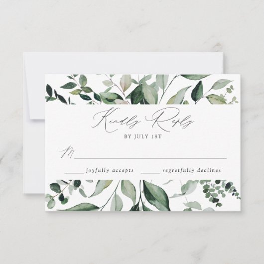 Abundant Greenery Wedding RSVP Kaartje (Voorkant)