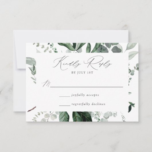 Abundant Greenery Wedding RSVP Kaartje (Voorkant)