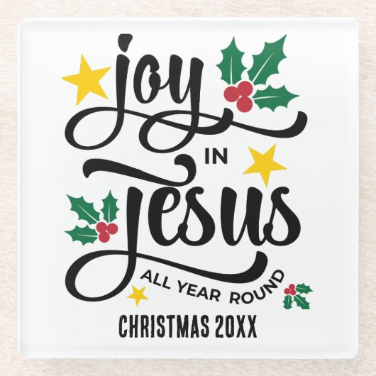 Abundant Joy in Jesus Christian Christmas Glazen Onderzetter (Voorkant)