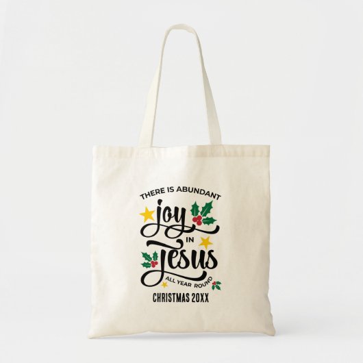 Abundant Joy in Jesus Christian Christmas Tote Bag (Voorkant)