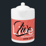 ABUNDANT LIFE Christelijk Inspirerend Faith Coral Theepot<br><div class="desc">Geniet wat meer van uw hete drink in een elegant gestileerde koffie-mok van de Scriptuur, die een monogram en de populaire verwijzing van de Manuscript voor "het Leven meer in overvloed" omvat. Inspirerend oproep tot actie om ABUNDANTLY te LEVEN - een geweldige herinnering wanneer je pauzeert voor een cuppa. De...</div>