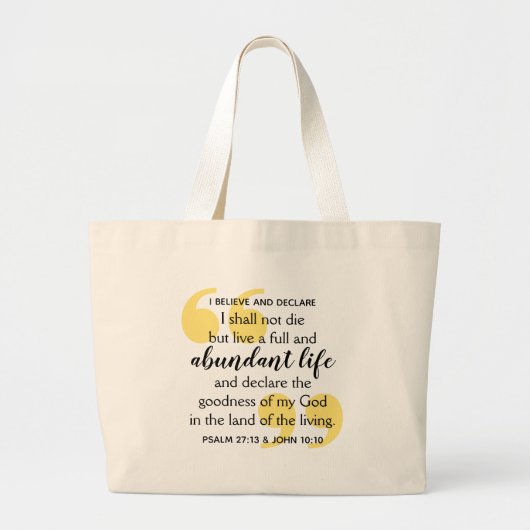 ABUNDANT LIFE Positieve Christelijke bevestiging Grote Tote Bag (Voorkant)