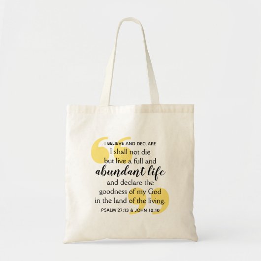 ABUNDANT LIFE Positieve Christelijke bevestiging Tote Bag (Voorkant)