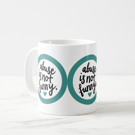 Abuse is not funny koffiemok (Voorkant links)