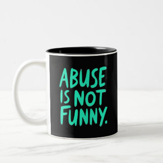 Abuse is not funny tweekleurige koffiemok