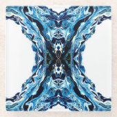 Abyss Abstract Navy Blue Gold White Fluid Art Glazen Onderzetter (Voorkant)