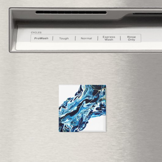 Abyss Abstract Navy Blue Gold White Fluid Art Magneet (Insitu (Vaatwasser))