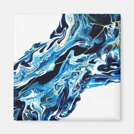 Abyss Abstract Navy Blue Gold White Fluid Art Magneet (Voorkant)