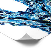 Abyss Abstract Navy Blue Gold White Fluid Art Poster (Hoek)