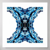 Abyss Abstract Navy Blue Gold White Fluid Art Poster (Voorkant)