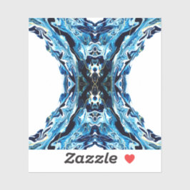 Abyss Abstract Navy Blue Gold White Fluid Art Sticker