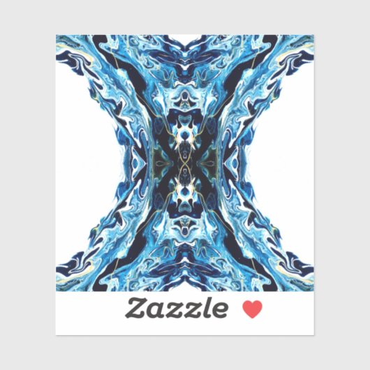 Abyss Abstract Navy Blue Gold White Fluid Art Sticker (Vel)