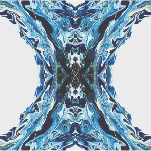 Abyss Abstract Navy Blue Gold White Fluid Art Sticker (Voorkant)