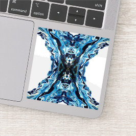 Abyss Abstract Navy Blue Gold White Fluid Art Sticker