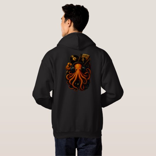 Abyss Kraken – Glowing Steampunk Octopus Hoodie (Achterkant volledig)