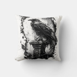 Abyssal Gaze Heavy Metal Raven Skull  Kussen
