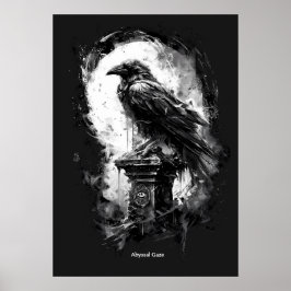 Abyssal Gaze Heavy Metal Raven Skull  Poster