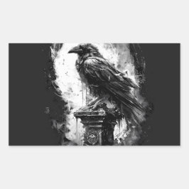 Abyssal Gaze Heavy Metal Raven Skull Rechthoekige Sticker