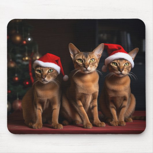Abyssijn bij de Haard Kerstmis Muismat (Voorkant)